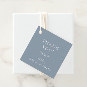 Étiquettes Cadeau Branche Botanique Bleu Poussiéreux Merci
