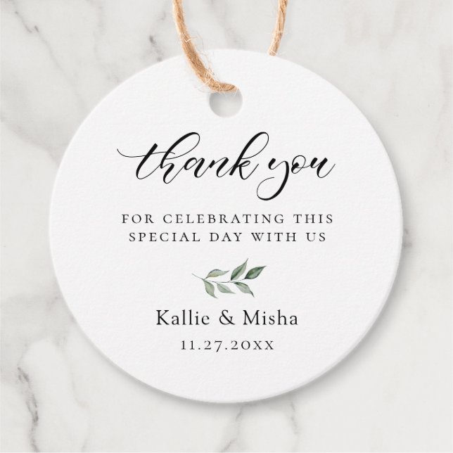 Étiquettes Cadeau Branche Botanique Naturelle Mariage Remerciement (Devant)