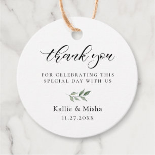 Étiquettes Cadeau Branche Botanique Naturelle Mariage Remerciements