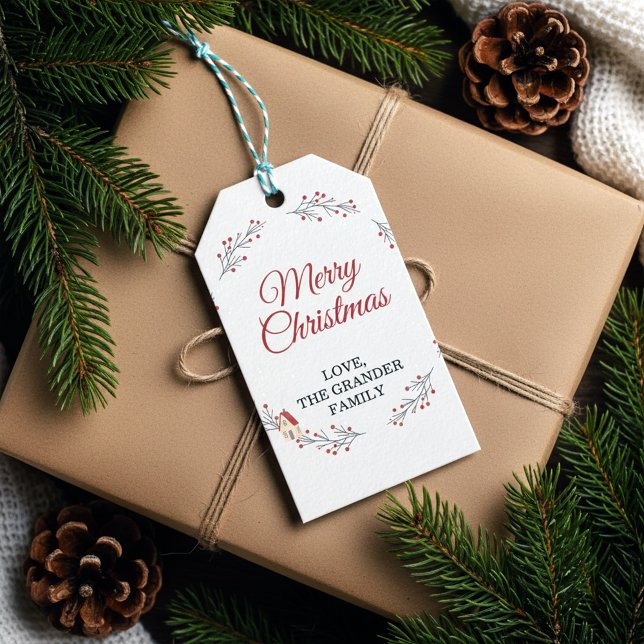 Étiquettes-cadeau Branche de baies de fêtes de Noël (Elegant Merry Christmas Gift Tags)