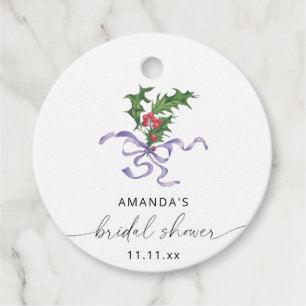 Étiquettes Cadeau Branche de houx d'hiver - douche de mariée