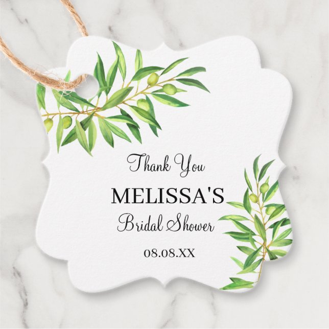 Étiquettes Cadeau Branche d'olive moderne simple Merci de verdure (Devant)