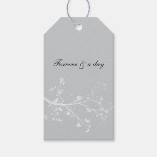 Étiquettes-cadeau Branches d'oiseaux gris blanc Mariage