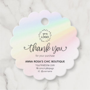 Étiquettes Cadeau *~* Branding Business Rainbow Hearts Merci