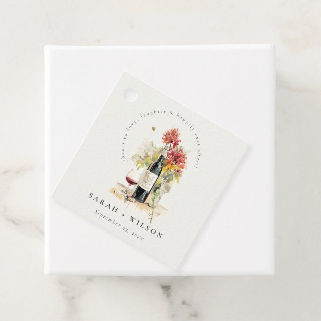Étiquettes Cadeau Bravo à aimer Vin Rouge Jaune Floral Mariage (En situation)