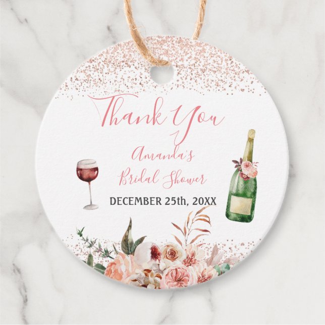 Étiquettes Cadeau Bravo pour aimer Merci de Fête des mariées rose pâ (Devant)