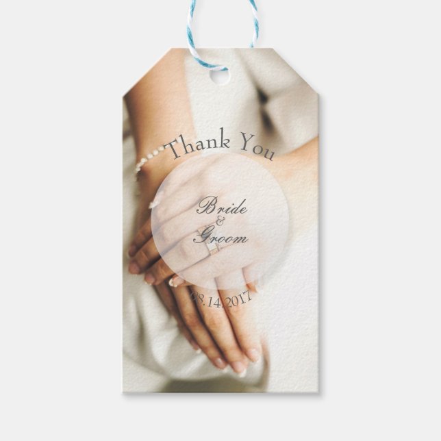 Étiquettes-cadeau Bride Diamond Ring Photographie Mariage modifiable (Devant)