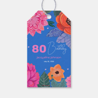 Étiquettes-cadeau Bright Fleur sauvage Pink Blue fête d'anniversaire