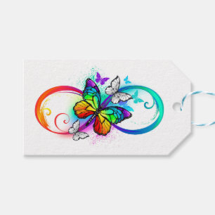 Étiquettes-cadeau Bright infinity with rainbow butterfly