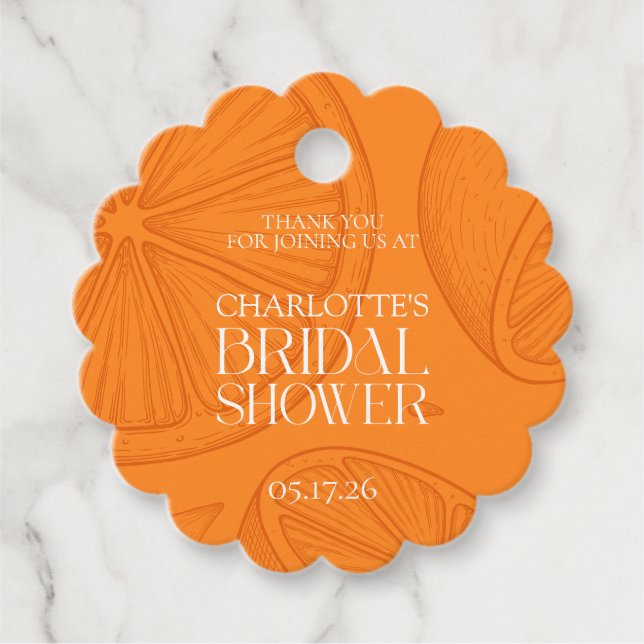 Étiquettes Cadeau Bright Minimalist Citrus Bridal Shower (Devant)