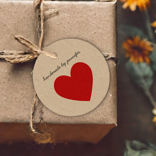 Étiquettes Cadeau Bright Red J'aime Coeur artisanal par nom Personna