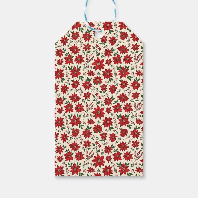 Étiquettes-cadeau Bright Red Poinsettias (Devant)