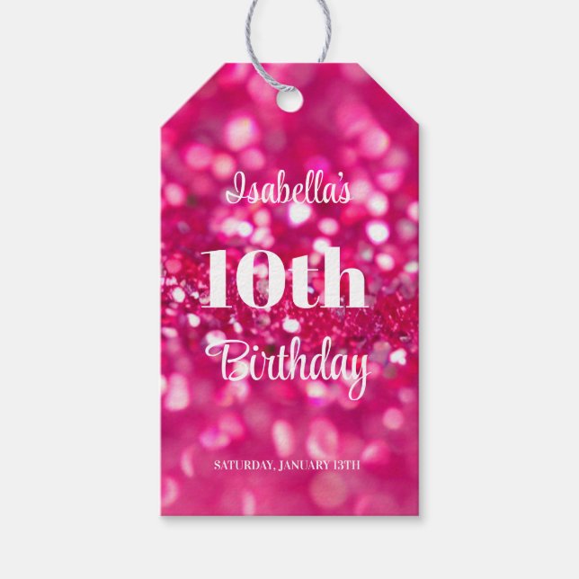 Étiquettes-cadeau Brillant rose Parties scintillant Glam N'importe q (Devant)