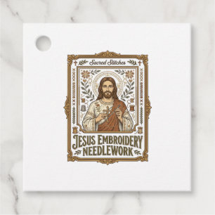 Étiquettes Cadeau Broderie Jésus Travail à l'aiguille Jésus Broderie