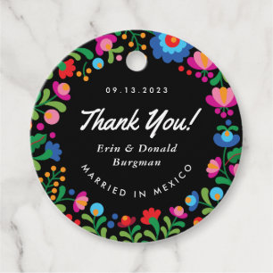 Étiquettes Cadeau Broderie mexicaine Tags Favoris ronds colorés