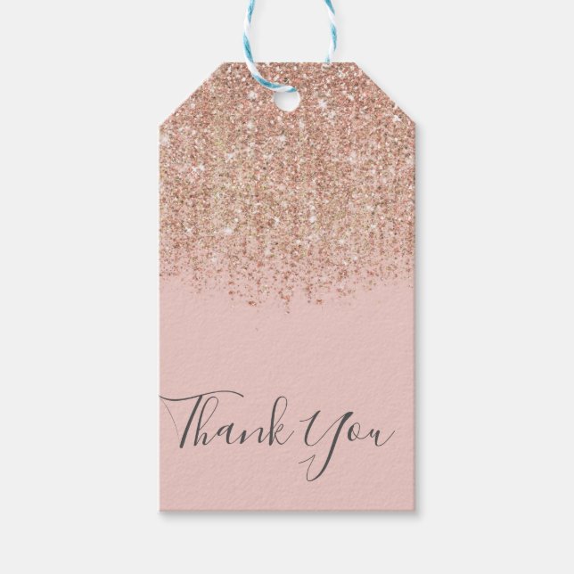 Étiquettes-cadeau Bronze rose Taupe Or Parties scintillant Glam Part (Devant)