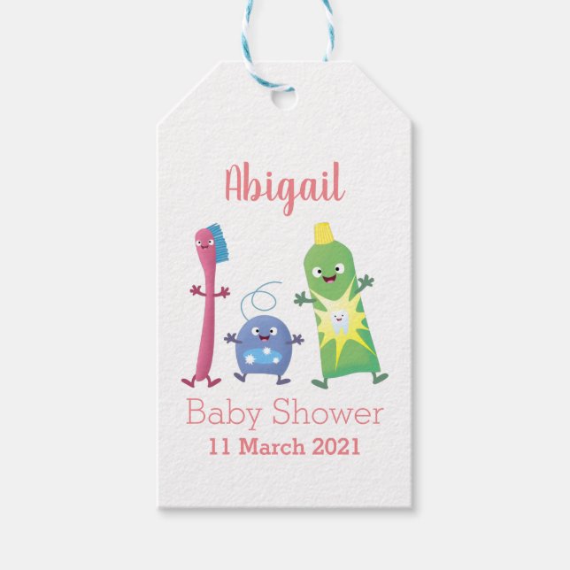 Étiquettes-cadeau Brosse à dents mignonne dentifrice dentaire soie d (Devant)