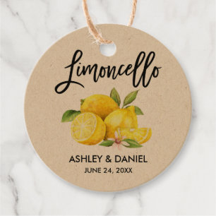 Étiquettes Cadeau Brosse Script Lemons Mariage Limoncello Round Kraf