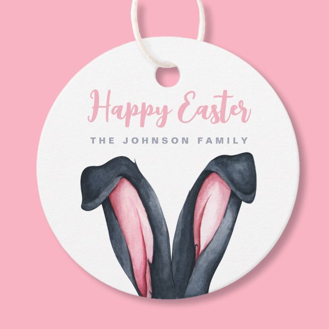 Étiquettes Cadeau Broustillante Oreilles Joyeuses Pâques (Cute Bunny Ears Happy Easter Favor Tags)