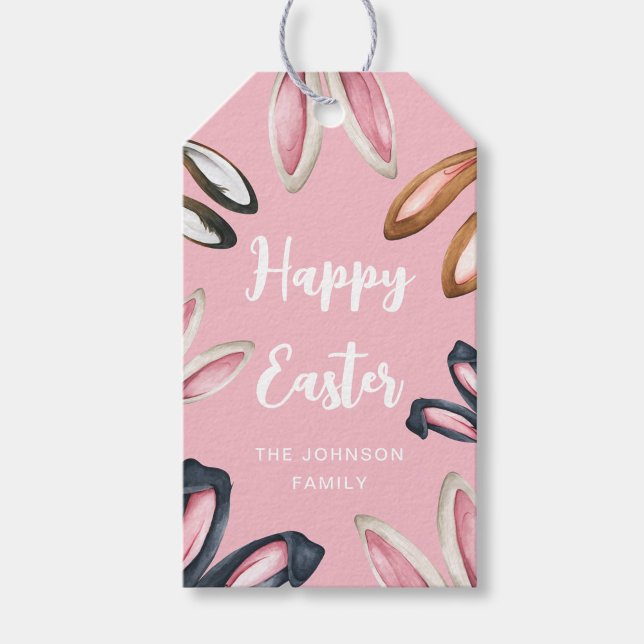 Étiquettes-cadeau Broustillante Oreilles Joyeuses Pâques (Cute Bunny Ears Happy Easter Gift Tags)