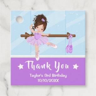 Étiquettes Cadeau Brown cheveux Ballerina violet Anniversaire Merci 