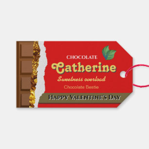 Étiquettes-cadeau Brown réaliste & Valentines rouges Chocolat amusan