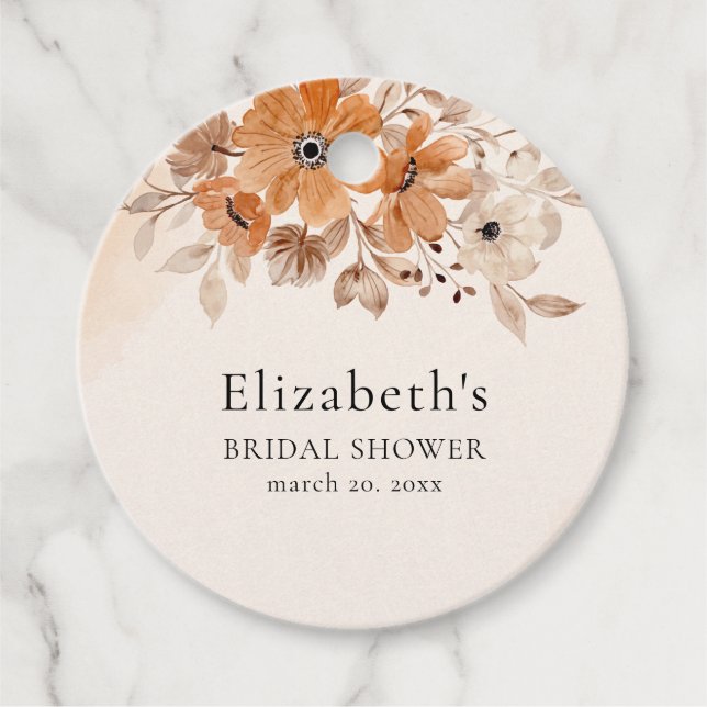 Étiquettes Cadeau Brown Watercolor Flowers Boho Style  (Devant)