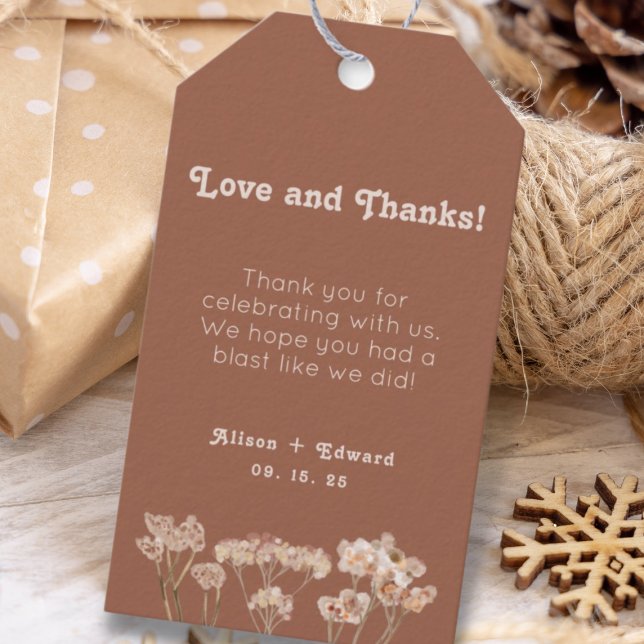 Étiquettes-cadeau Brûlé orange Mariage Merci Fleur sauvage Favor (Créateur téléchargé)