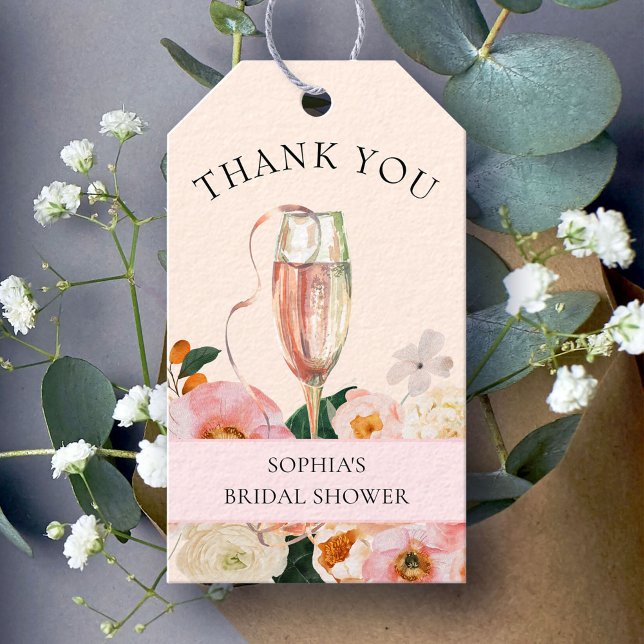 Étiquettes-cadeau Brunch au champagne floral et douche à marée mouss (Créateur téléchargé)