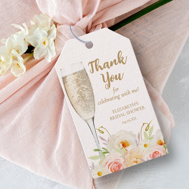 Étiquettes-cadeau Brunch & Bubbly Fête des mariées florale Favoriser (Brunch & Bubbly blush floral bridal shower favor gift tags)