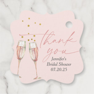 Étiquettes Cadeau Brunch de mariée au champagne rose mousseux