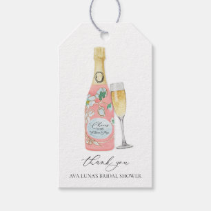 Étiquettes-cadeau Brunch et Bubbly Fête des mariées rose Favoriser
