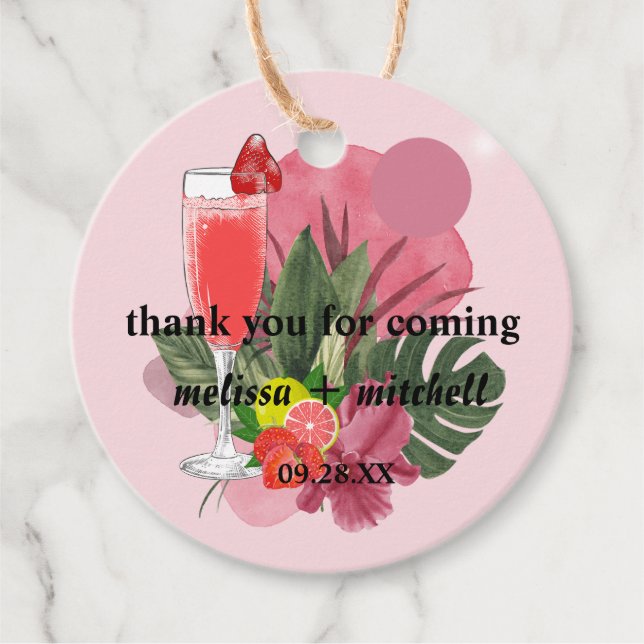 Étiquettes Cadeau Brunch et bulle champagne mimosa merci (Devant)