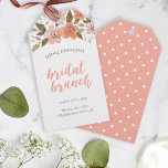 Étiquettes-cadeau Brunch nuptial floral délicat<br><div class="desc">Ajoutez vos cadeaux de faveur avec une touche personnelle ; cette étiquette cadeau de faveur de Brunch nuptial est composée d'une délicate aquarelle florale et du mot "Brunch nuptial" dans le script de brosse à pêche tendance qui est parfait pour une douche de printemps ou d'été. Personnalisez-le en remplaçant le...</div>