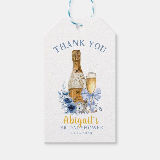 Étiquettes-cadeau BRUNCH & PETILLANT Floral Bleu Enterrement de Vie  (Devant)