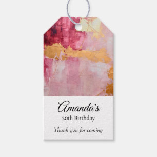 Étiquettes-cadeau Brush artistique touche or et Merci rose