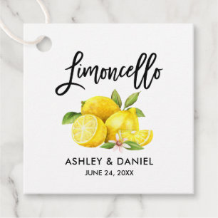 Étiquettes Cadeau Brush Script Lemons Mariage Limoncello Carrés Tags