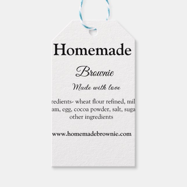 Étiquettes-cadeau Brwonie maison faite avec amour ajouter site de te (Devant)