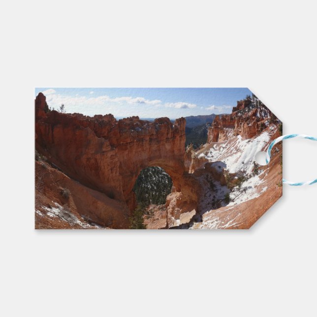 Étiquettes-cadeau Bryce Canyon Pont naturel Paysage neigeux Photo (Devant (Horizontal))