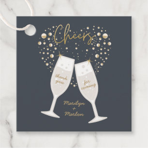 Étiquettes Cadeau Bubbly Cheers Champagne Bubbles Heart Faver Tags