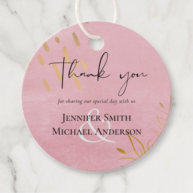 Étiquettes Cadeau BUDGET Dusty Mariage d'or rose (Devant)
