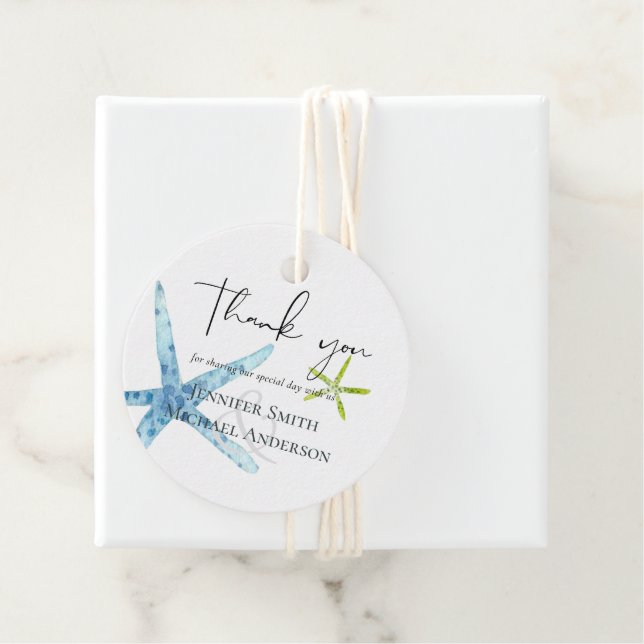 Étiquettes Cadeau BUDGET PLAGE Mer Océan Mariage de vie MERCI (En situation)