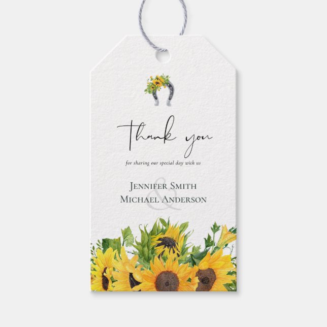 Étiquettes-cadeau Budget Rustique Tournesols Mariage Sud (Devant)