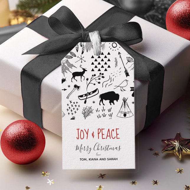 Étiquettes-cadeau Buffalo Adventures Black & White avec carte ID599 (Créateur téléchargé)