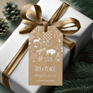 Étiquettes-cadeau Buffalo Adventures White/Kraft ID599