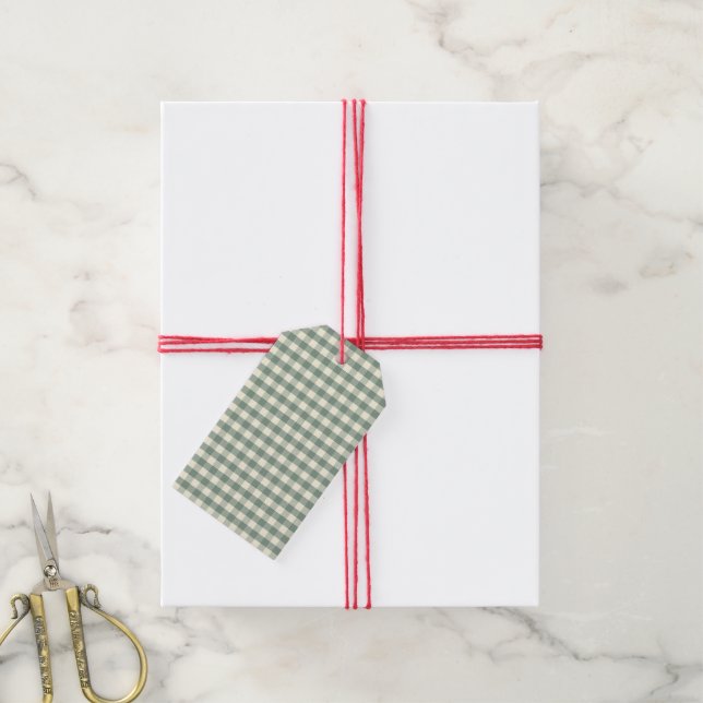 Étiquettes-cadeau Buffalo Check Green Plaid En vichy Holiday (With Twine)