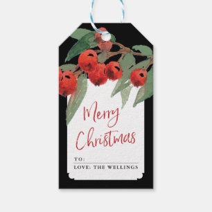 Étiquettes-cadeau Buffalo Check Plaid Noir & Blanc Russe Noël