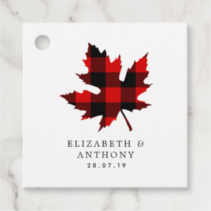 Étiquettes Cadeau Buffalo Plaid Canadian Maple Leaf