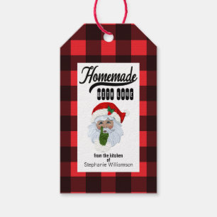 Étiquettes-cadeau Buffalo Plaid fait maison avec Amour Père Noël F