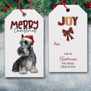 Étiquettes-cadeau Buffalo Plaid Text Scottish Terrier Christmas